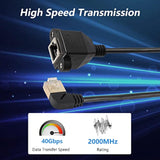 90 Degree Right Angle Cat8 Lan Cable, Rj45 Male To Female Shielded Ethernet Ne