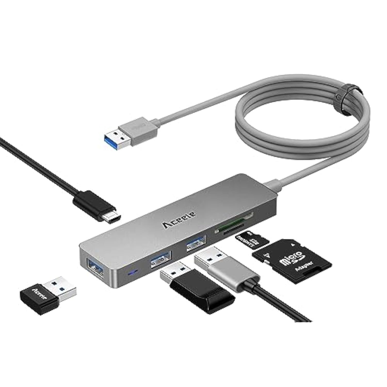 Usb 3.0 Hub, 6 Ports Ultra Slim Data Usb Hub With 4Ft Extended Cable, Usb Mult