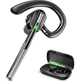Bluetooth Headset V5.1, Wireless Headset With Battery Display Charging Case, Bluetooth Earpiece With Noise Canceling Mic For Driving, Office, Business, Compatible With Cell Phone And Pc