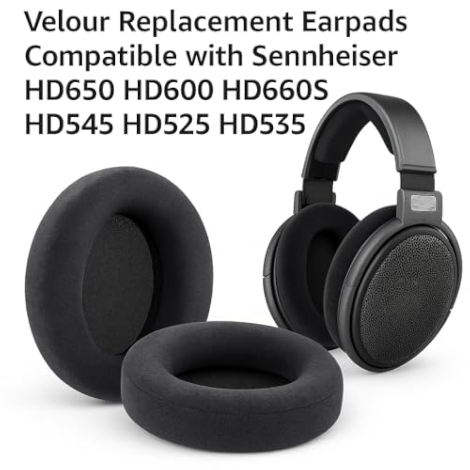Replacement Headband Pad & Ear Pads Compatible With Senn-Heiser Hd650, Hd600, Hd580, Hd660 S, Hd565, Hd545 – Soft Velour Cushions For Enhanced Comfort & Sound Isolation – Earpads And Headband Set