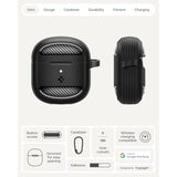 Spigen Rugged Armor Designed for Google Pixel Buds 2a Case (2025) Cover with Keychain - Matte Black