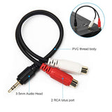 3.5Mm Gold 1/8 Stereo Mini Jack Male To 2 Female Rca Adapter Audio (20Cm)