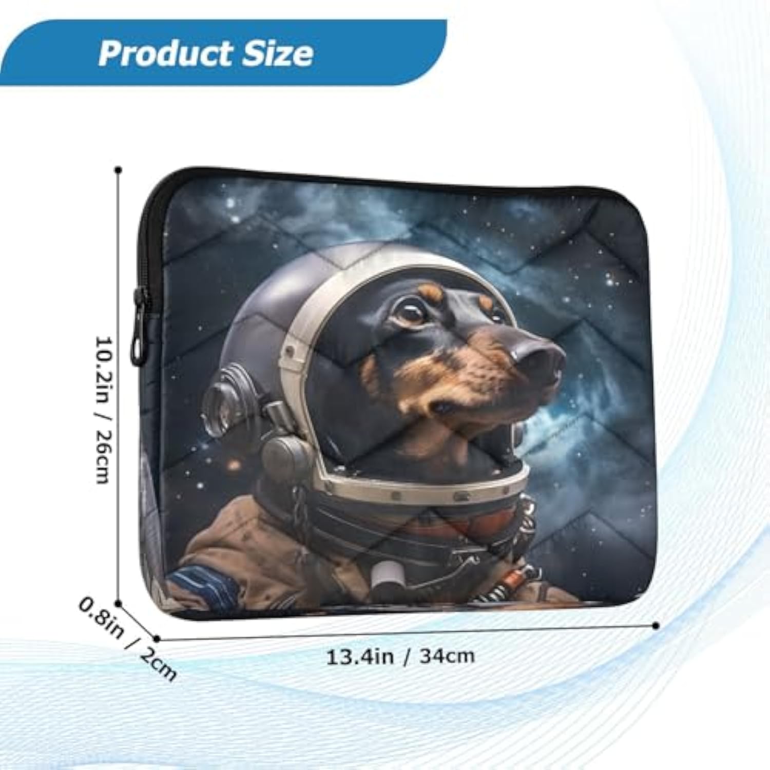 Astronaut Dog Laptop Sleeve Bag Compatible For 13-14 Inch Notebook, Water Resistant Computer Case Laptop Polyester Vertical Carrying Case