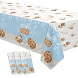 Milk And Cookies Birthday Party Supplies Tablecloth, 3Pcs Disposable Chocolate Chip Cookies And Milk Party Decorations Tablecover For Birthday Baby Shower, 86In X 55In