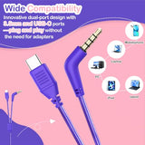 Kids Headphones for School Travel, Upgrade USB Type C Safe Volume 94dB, with Mic HD Stereo Sound Foldable On-Ear Headphones for