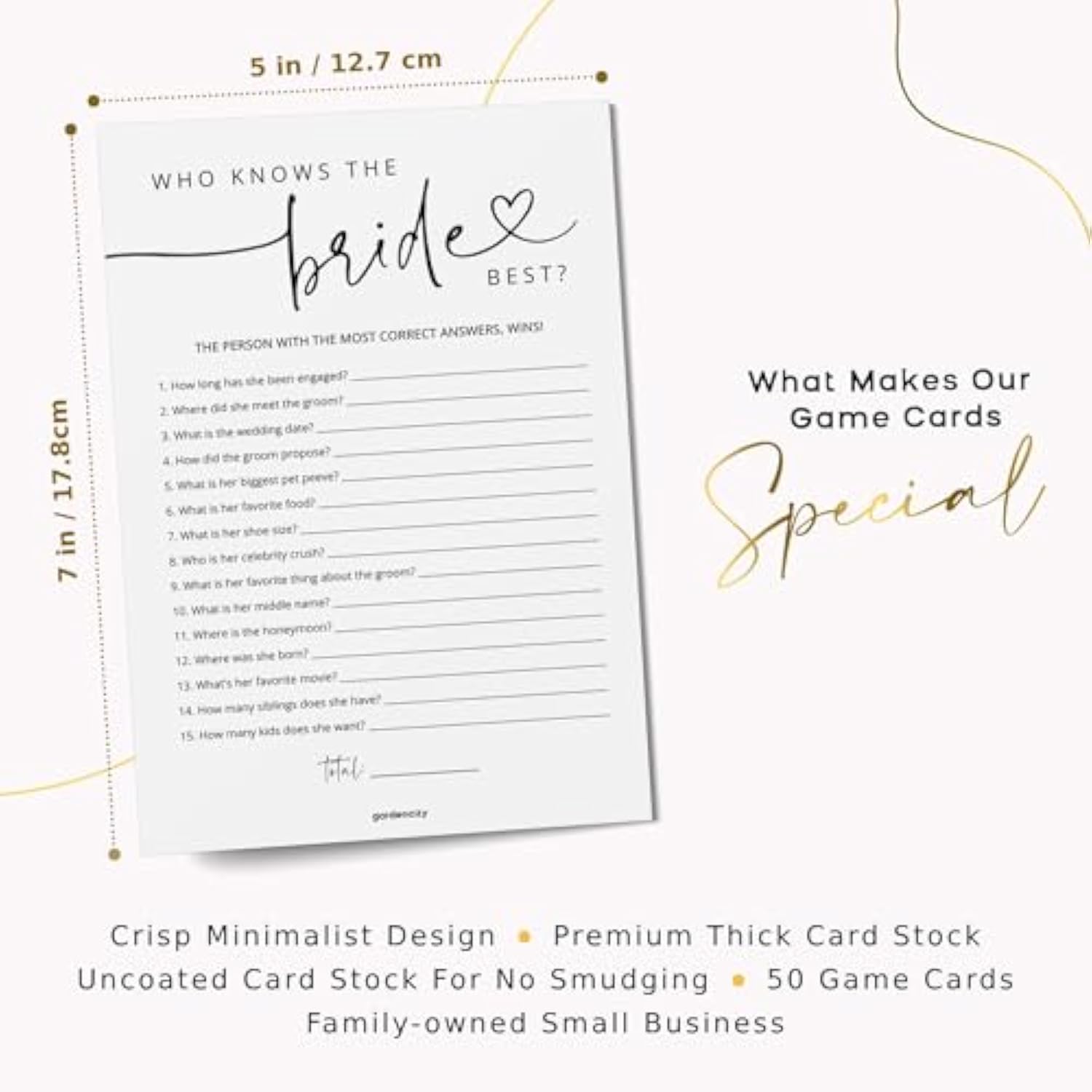 Bridal Shower Games, Who Knows The Bride Best Bridal Shower Game For 50 Guests, Minimalist