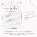 Bridal Shower Games, Who Knows The Bride Best Bridal Shower Game For 50 Guests, Minimalist