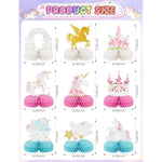 9 Pcs Unicorn Rainbow Honeycomb Centerpieces,Unicorn Centerpiece For Table Birthday Party Decorations Pastel Table Topper Centerpiece For Girls Princess Theme Birthday Baby Shower Party Decor