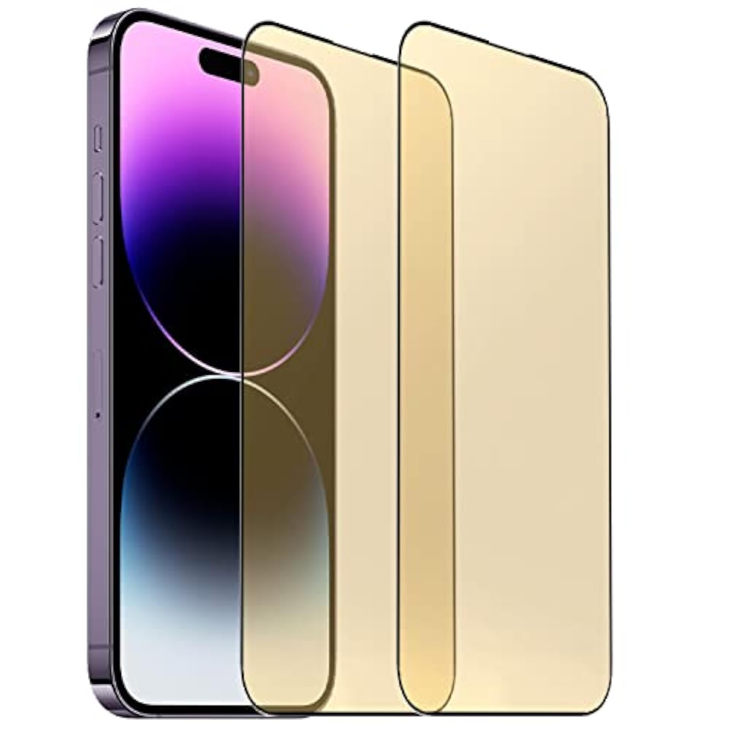2 Pack Anti-Blue Tempered Glass Screen Protector Film For Iphone 16 Pro/Iphone 17 6.3 Inch Gold