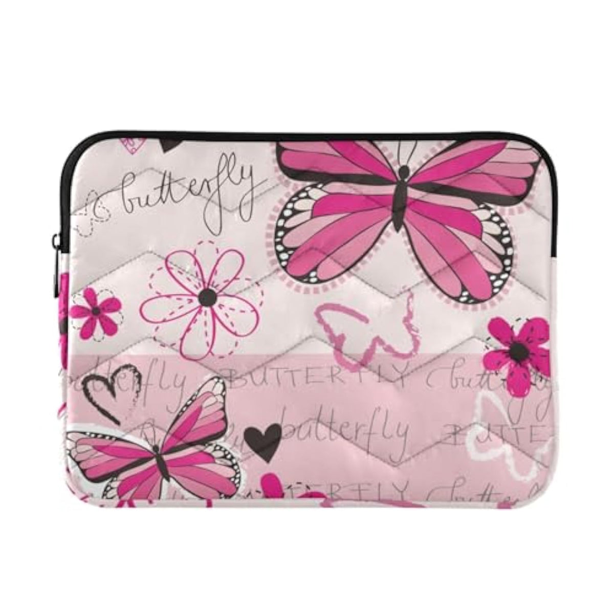 Pink Butterfly Laptop Sleeve Case 13, 13.3, 14 Inch, Computer Cases For Pad Tablet, Waterproof Briefcase Bag
