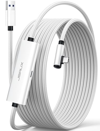 Link Cable with 18W Charging 16ft, Compatible with Oculus Meta Quest 3S/ 3/ 2/ Pro and Pico 4, PC VR, Steam VR Accessories, 2-in-1 High Speed 5Gbs