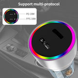 Usbc Car Charger,Wordim 60W Car Charger For Iphone,Fast Car Charger W/Led Rgb, Pd/Pps Compatible With Iphone 15 14 13 12 Pro Max/Plus/Ipad Pro, Samsung Galaxy S23 Ultra/S22/S21, Google Pixel,Oneplus