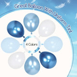 60Pcs Blue And White Balloons 12Inch With Pastel Pearl Light Blue Confetti White Balloons For Bridal Baby Shower Wedding Birthday Party Decorations