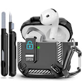For Airpods 4 Case, Secure Lock Case Compatible With Apple Airpods 4Th Gen 2024 For Men Women, Shockproof Protective Cover With Cleaning Kit & Keychain, Ultra Slim, Anti-Scratch, Black