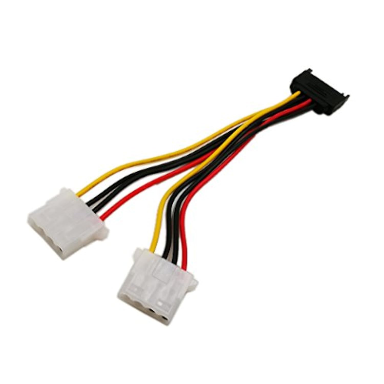 6 Inch Sata 15-Pin Male To Dual 4 Pin Molex Lp4 Female Ide Hard Drive Power Y-
