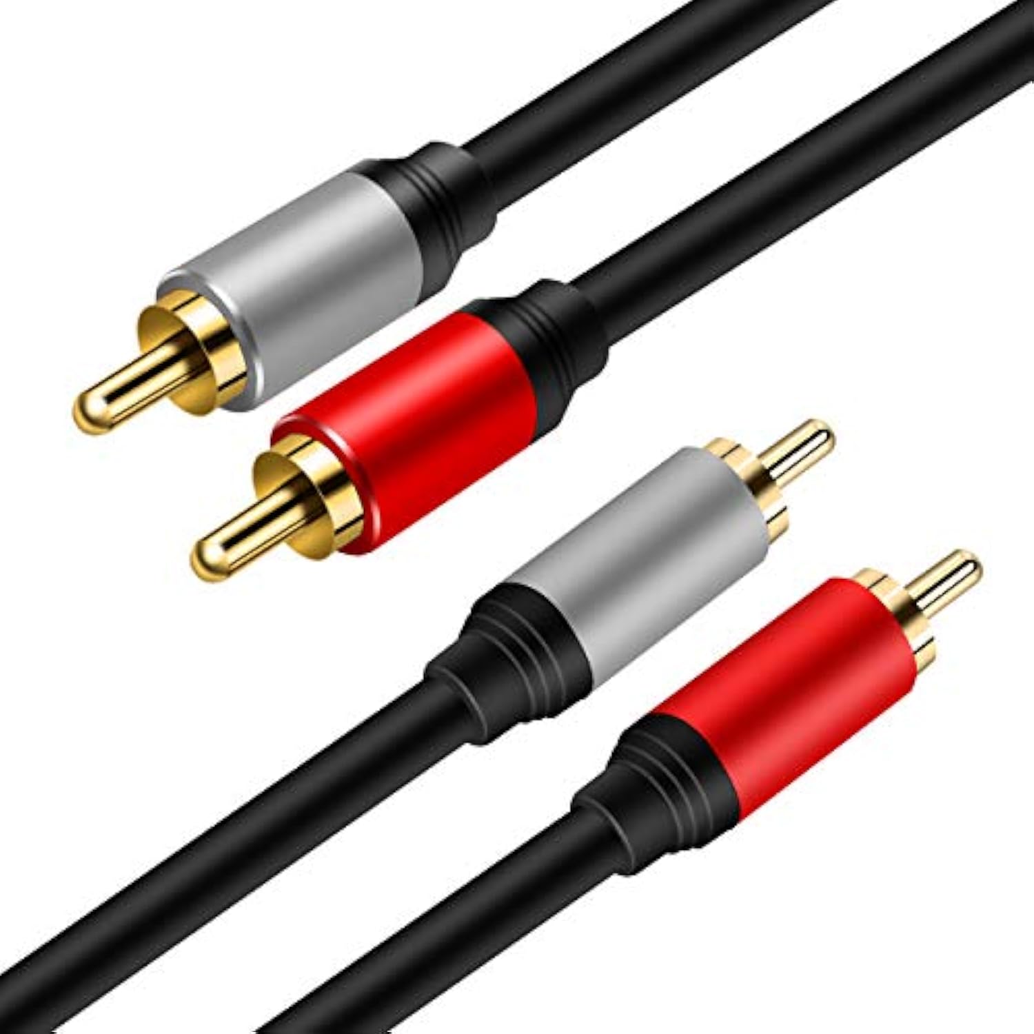 2Rca To 2Rca Cable 10Ft, Gold-Plated 2 Rca Male To 2 Rca Male Stereo Audio Cab