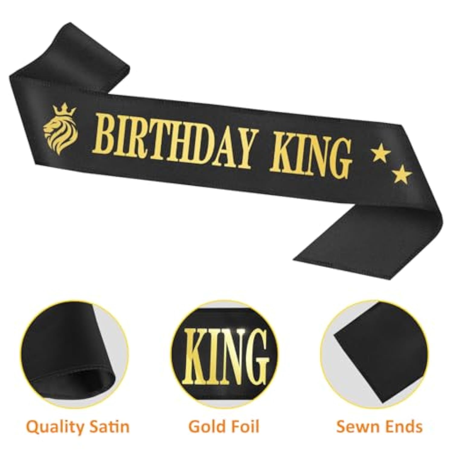 Birthday Gifts For Men, Birthday Decorations For Men, Party Decor Supplies Including King Crown & Sash & Cake Topper & Candles