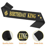 Birthday Gifts For Men, Birthday Decorations For Men, Party Decor Supplies Including King Crown & Sash & Cake Topper & Candles