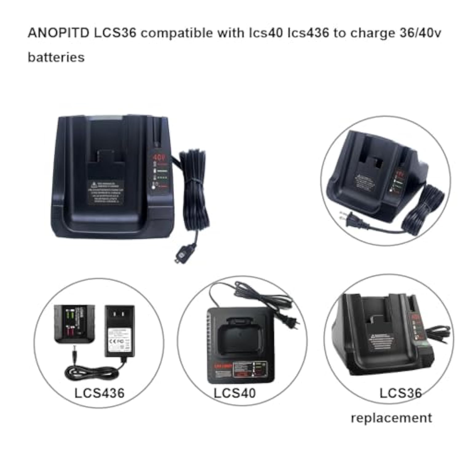 40V Max Battery Fast Charger Lcs40 Lcs36 Replacement For Black And Decker 36V 40V Max Lithium Ion Tool Battery Lbxr36 Lst540 Lbx2040 Lcs1240 Lbx1540 Compatible With Black Decker 40 Volt Charger