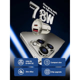 78W Usb C Car Charger Fast Charging,Advanced Ultra-Safe Zinc Alloy Material,Cigarette Lighter Adapter,Pd&Qc3.0 Super Fast Type C Car Charger (Pull Ring Style, No Charging Cable)