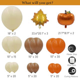 142PCS Fall Balloon Arch Kit with Orange Brown Ivory Balloons for Baby Shower Party