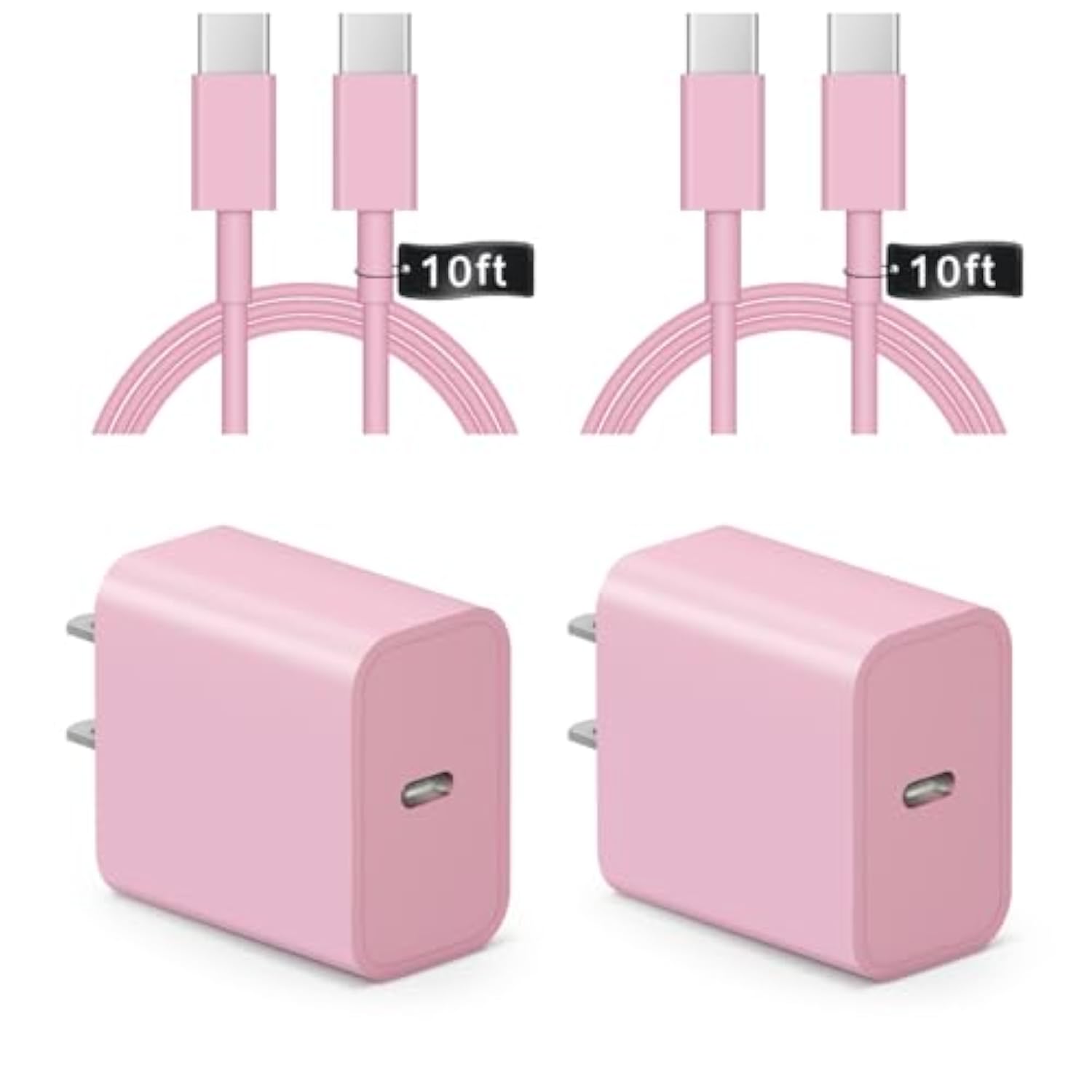 Iphone 17 Air 16 Charger Fast Charging - 2 Pack 20W Usb C Charger Block With 10Ft Type C Cable Compatible With Iphone 17/17 Pro/17 Pro Max/Air/16/16E/15, Ipad Pro, Air M3/M2/5/4, 11Th/10Th?Pink?