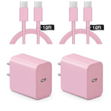 Iphone 16 15 Charger Fast Charging 10Ft - 2 Pack 20W Usb C Wall Charger Block And Type C To C Cable Compatible With Iphone 16/16 Pro/16 Pro Max/Iphone 15, Ipad Pro, Air 5/4, Ipad 10?Pink?