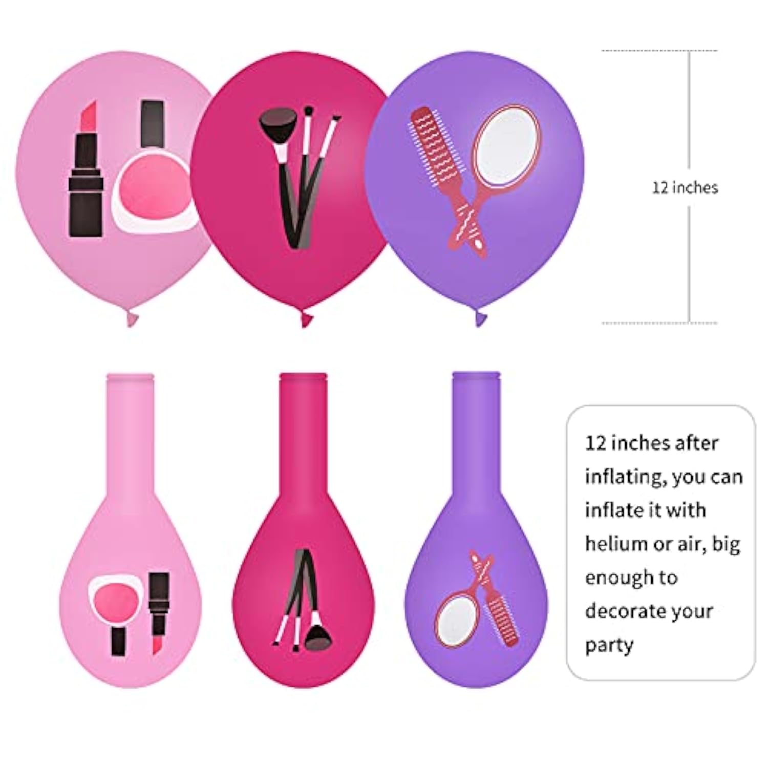 30 Pcs Makeup Balloons 12 Inch Spa Party Latex Balloons for Girls Cosmetics Theme