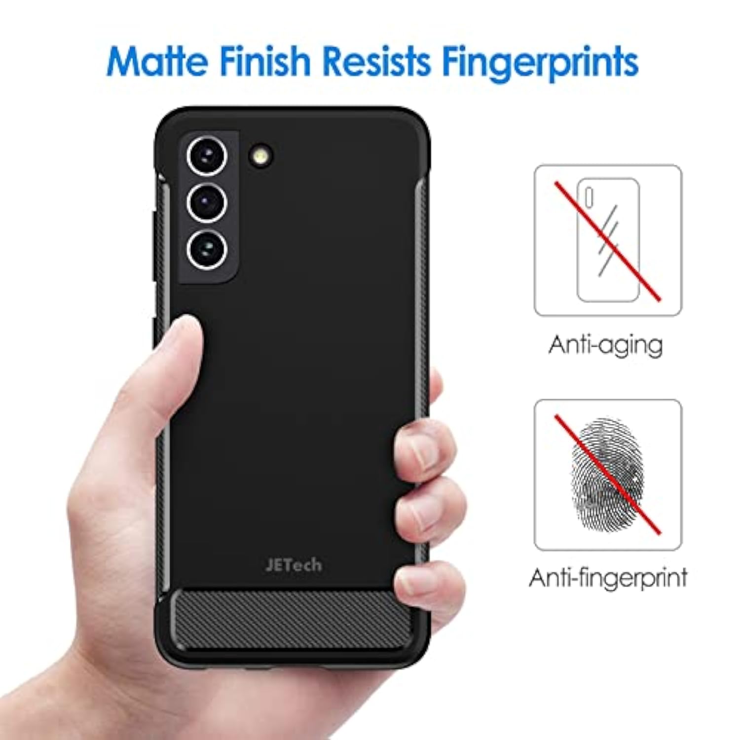JETech Slim Fit Case for Samsung Galaxy S21 FE 5G 6.4-Inch, Thin Phone Cover with Shock-Absorption and Carbon Fiber Design (Black)