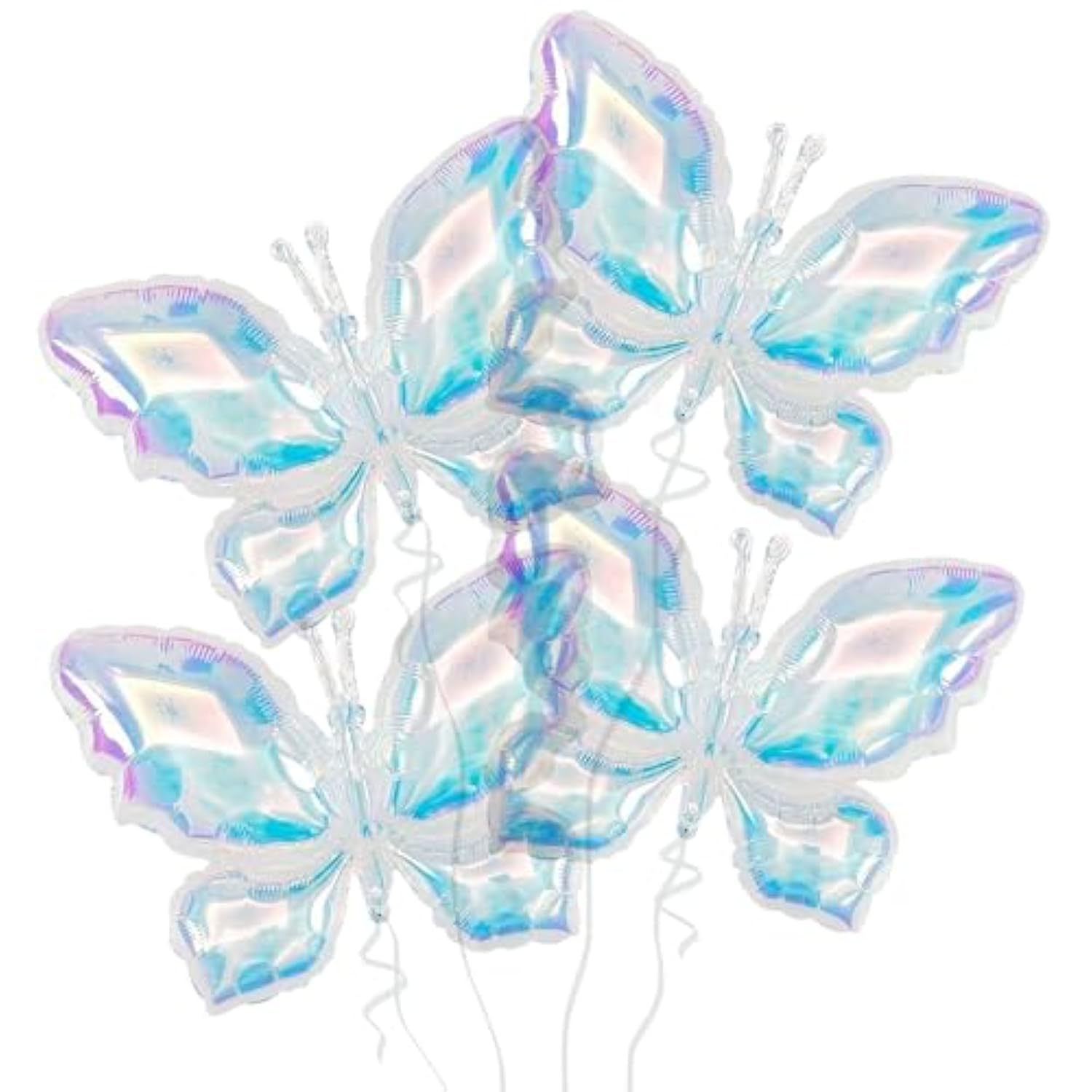 4 Pieces Iridescent Butterfly Balloons, 25.6 Inch Large Butterfly Foil Mylar Balloons, Butterfly Balloon Decorations For Birthday Wedding Baby Shower Themed Party Supplies