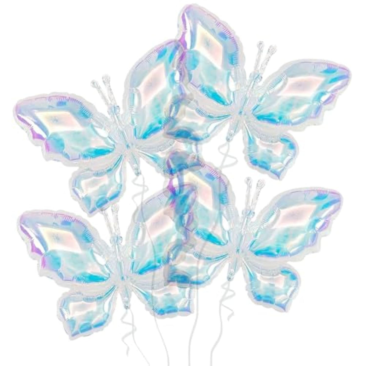 4 Pieces Iridescent Butterfly Balloons, 25.6 Inch Large Butterfly Foil Mylar Balloons, Butterfly Balloon Decorations For Birthday Wedding Baby Shower Themed Party Supplies
