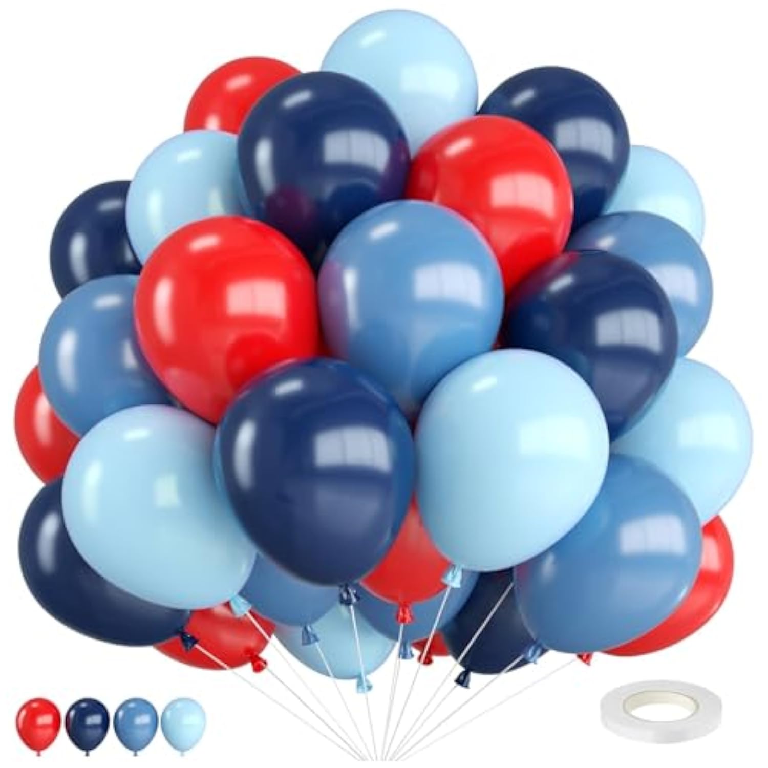 Red And Blue Balloons,12 Inch Navy Blue Macaron Blue And Dark Blue With Matte Red Balloons,For Birthday Wedding Baby Shower Theme Party Decorations