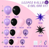 Pink And Purple Balloon Arch Garland Kit, Black Macaron Metallic Purple Pink Birthday Balloons, Star Foil Balloons For Kids Princess Girl Cartoon Theme Birthday Decorations Baby Shower Party Backdrop