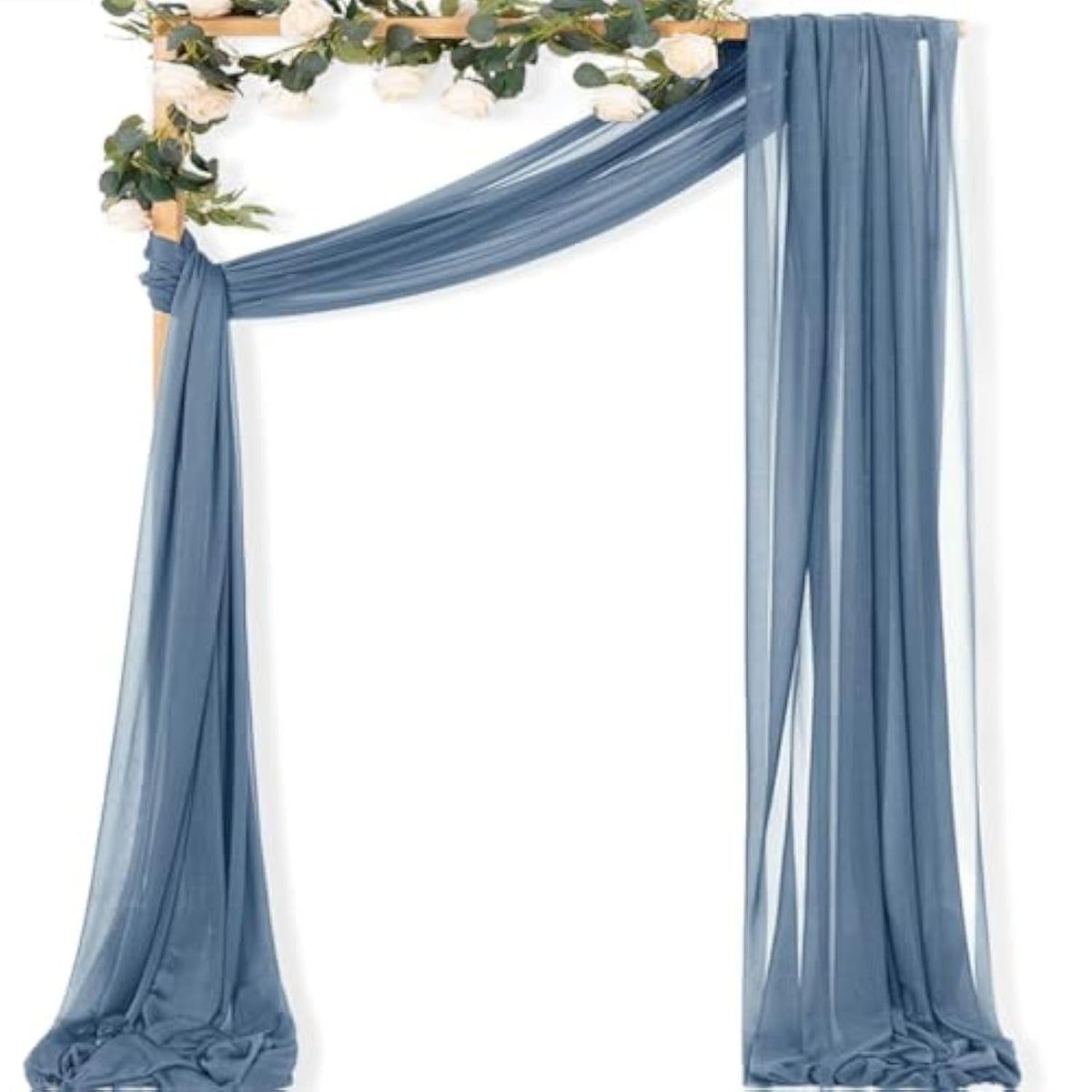 Dusty Blue Wedding Arch Draping Fabric 1 Panel 29" X 20 Ft Extra Long Gauze Drapes Sheer Backdrop Curtains 6.6 Yards Outdoor Drapery Panels For Wedding Bridal Shower Party Ceiling Decoration
