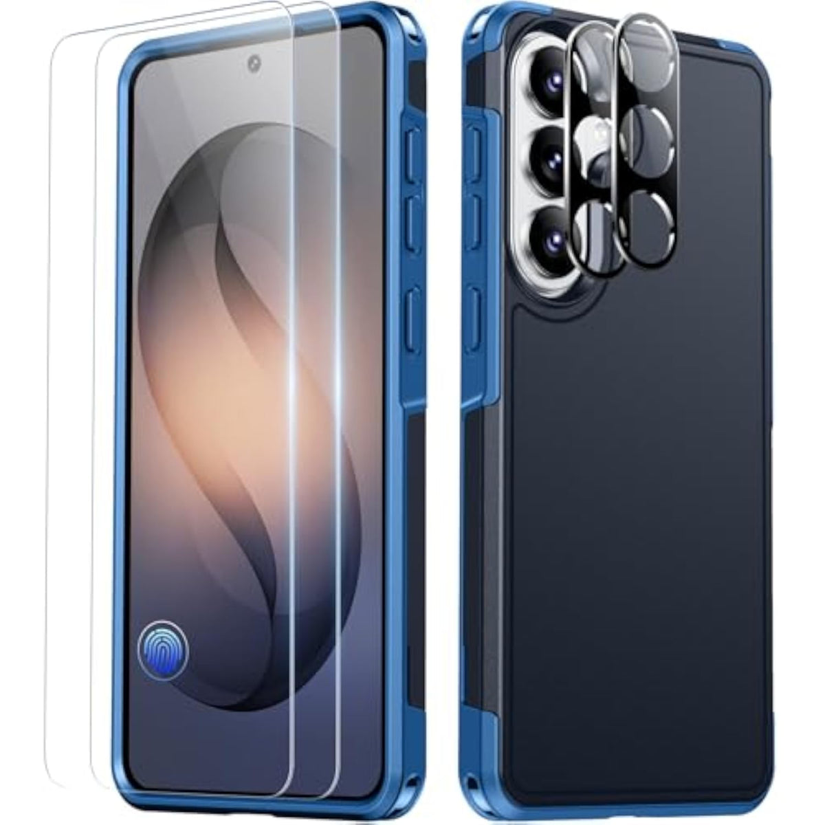 Samsung Galaxy S26 Case, 10 FT Military Grade Drop Protection, 2 Pack Tempered Glass Screen Protector and Camera Lens Protector, Heavy Duty Shockproof Case, Dark Blue