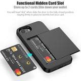 For 16E Case With Card Holder Dual Layer Heavy Duty Protective Hidden Card Slot Slim Wallet Cover For 16E 6.1''(Black)