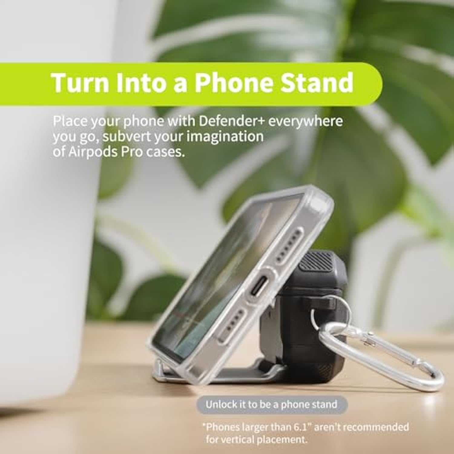 SwitchEasy Defender+ AirPods Pro Locking Case 2nd Generation & 1st Generation - Wireless Charging Case with Phone Stand, Shockproof Protection for Apple AirPods, AirPod Pro Case with Lock - Space Gray