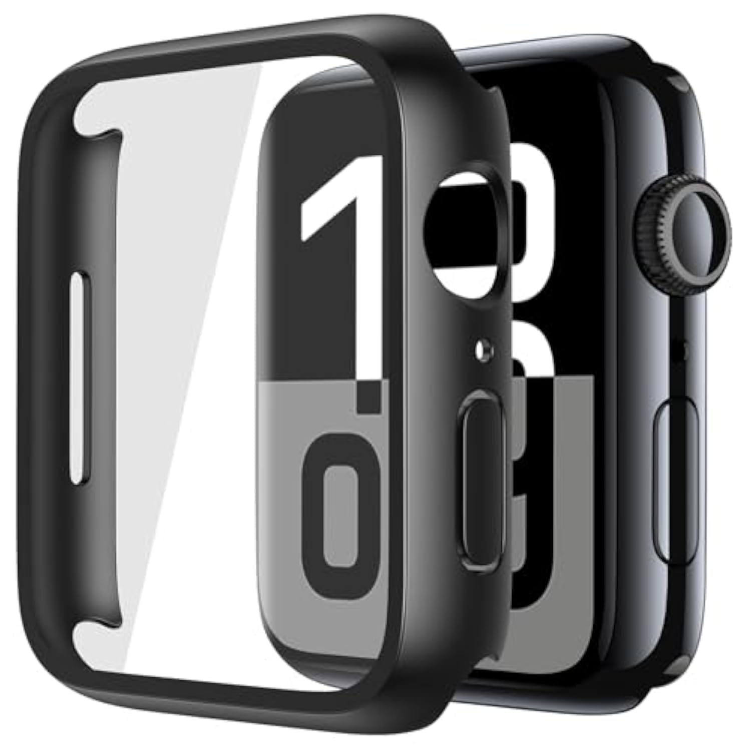 2 Pack Tempered Glass Case Compatible For Apple Watch Series 11 (2025) Series 10 46Mm, Hard Pc Screen Protector Overall Protection Ultra-Thin Lightweight Scratch-Resistant Cover For Iwatch, Black