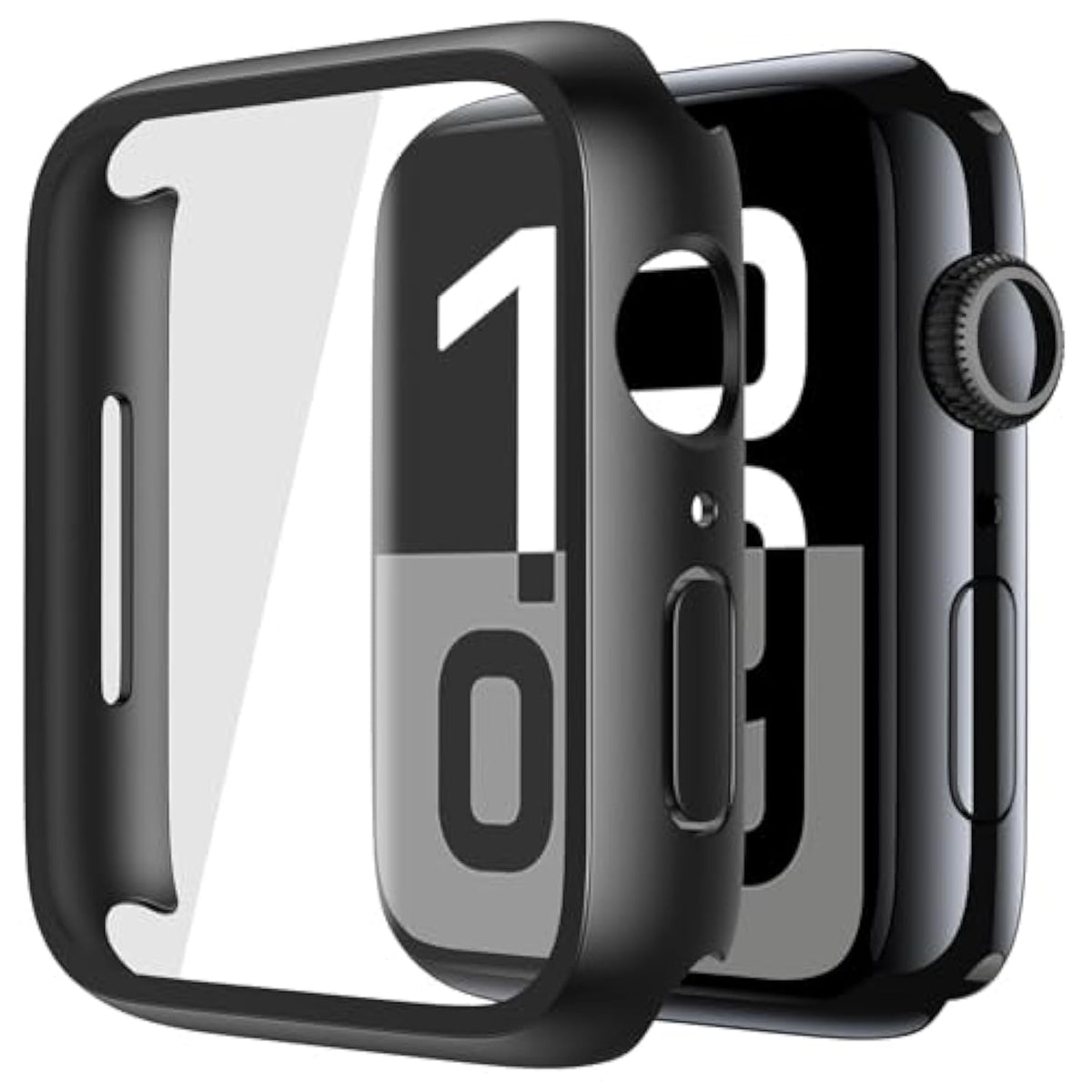 2 Pack Tempered Glass Case Compatible For Apple Watch Series 11 (2025) Series 10 46Mm, Hard Pc Screen Protector Overall Protection Ultra-Thin Lightweight Scratch-Resistant Cover For Iwatch, Black