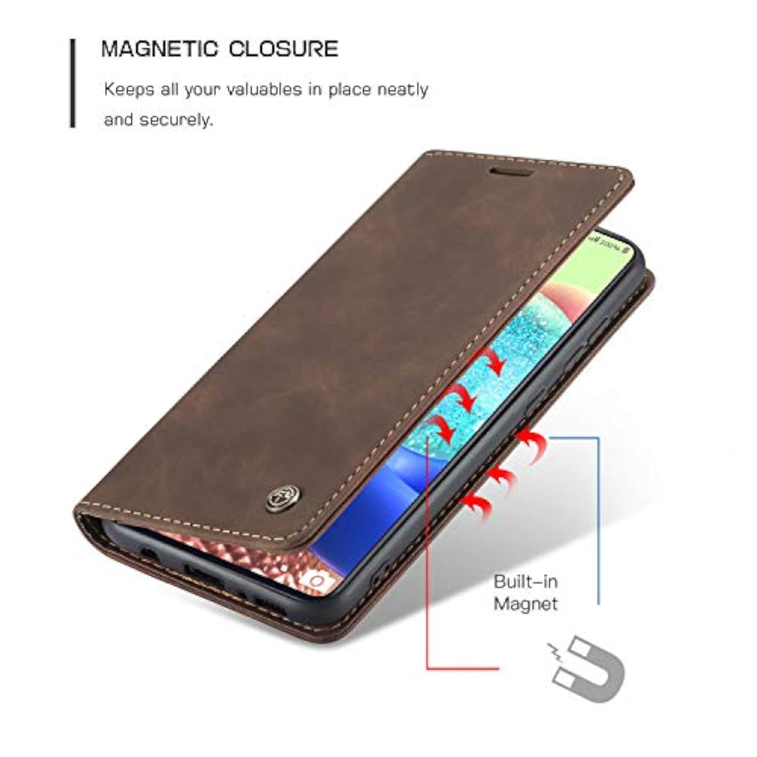 Samsung Galaxy A71 5G Wallet Case With Card Holder Kickstand Magnetic,Leather Flip Case For Samsung Galaxy A71 5G (Coffee)