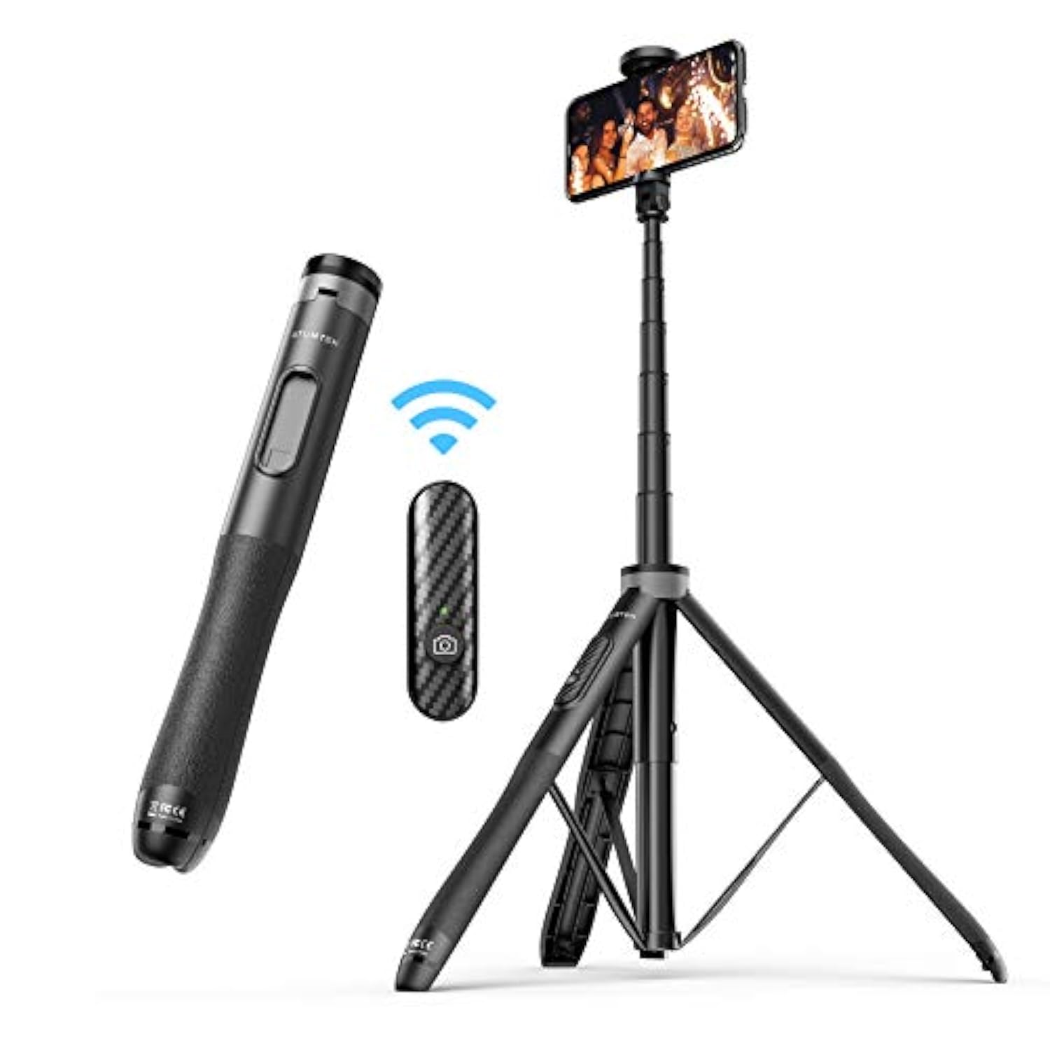 51" Selfie Stick Tripod, All In One Extendable Phone Tripod Stand With Bluetooth Remote 360° Rotation For Iphone And Android Phone Selfies, Video Recording, Vlogging, Live Streaming, Black