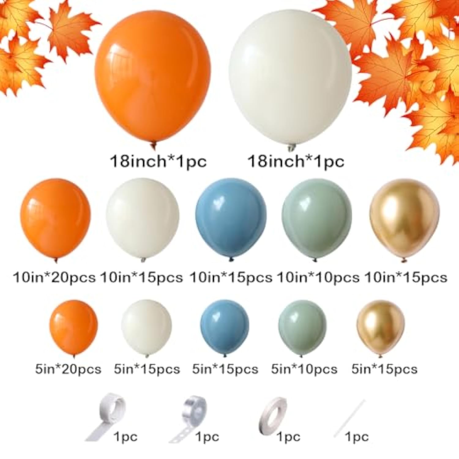Fall Pumpkin Balloon Arch Kit: Burnt Orange, Blue, Green, Gold