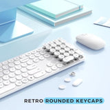 seenda Wireless Keyboard and Mouse, USB & Type C 2-in-1 Receiver, SK73-3 Full Size White Wireless Keyboard Mouse Combo, Compatible for Windows, MacBook Pro/Air, Laptop, Desktop, PC - White