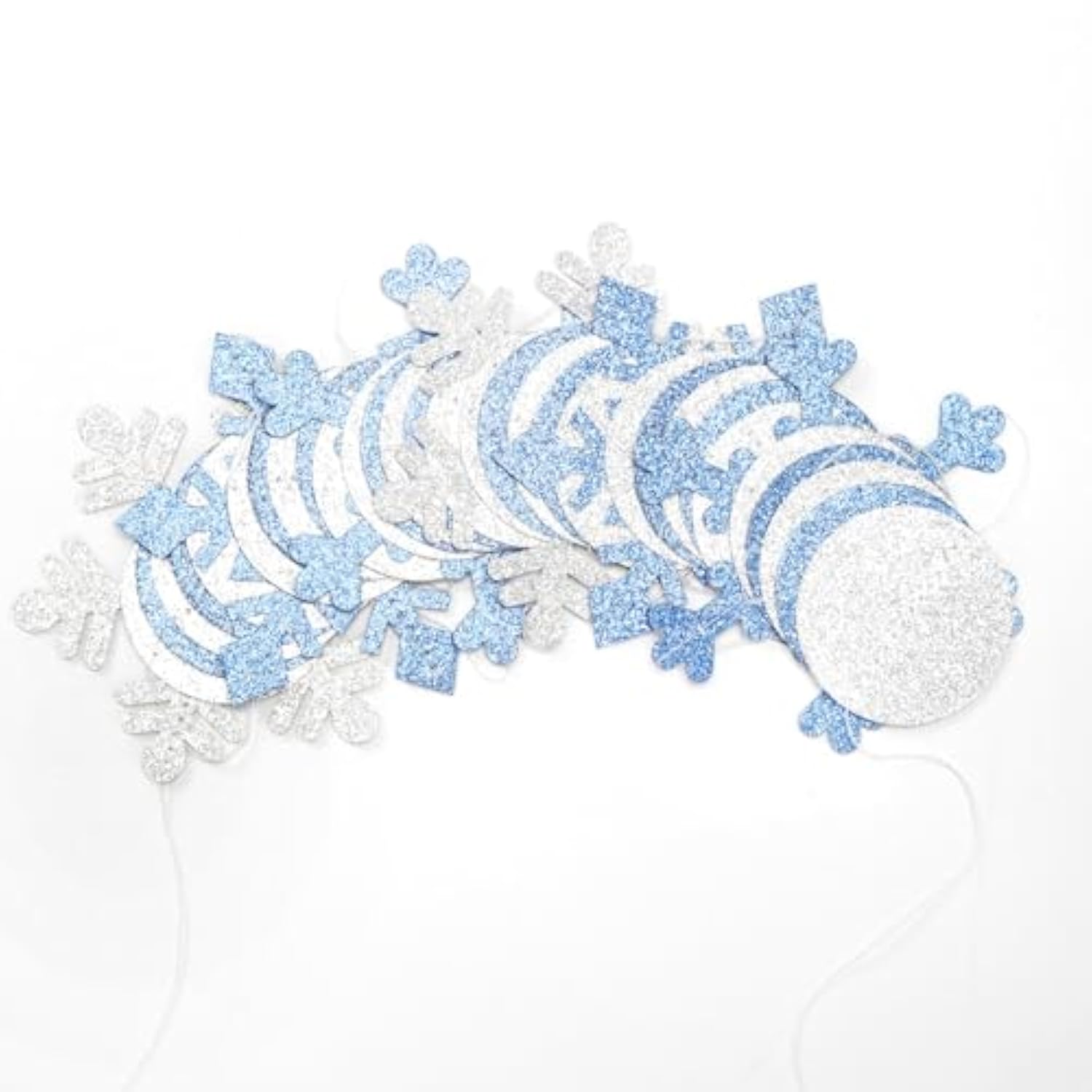 Snowflake-Snow Silver-Blue Christmas Party-Decorations Garland - 58Ft White Winter Wonderland Frozen Hanging Paper Streamers Banner,Birthday Baby Bridal Shower Wedding New Year Supplies Decor