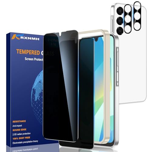 2+2 Pack For Samsung Galaxy A16 Privacy Screen Protector With Galaxy A16 5G Privacy Screen Protector Camera Lens Protector Full Coverage Upgrade Edge Protection Bubble Free Anti-Blue Light
