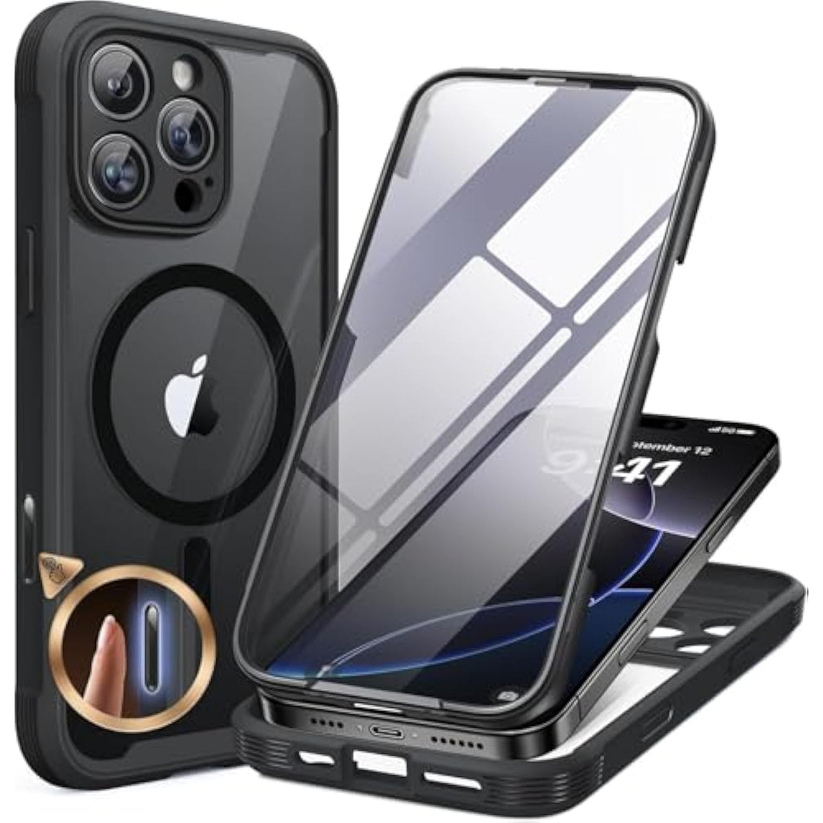 iPhone 16 Pro Case, Full-Body, Glass Protector, MagSafe, Drop Proof, 6.3"