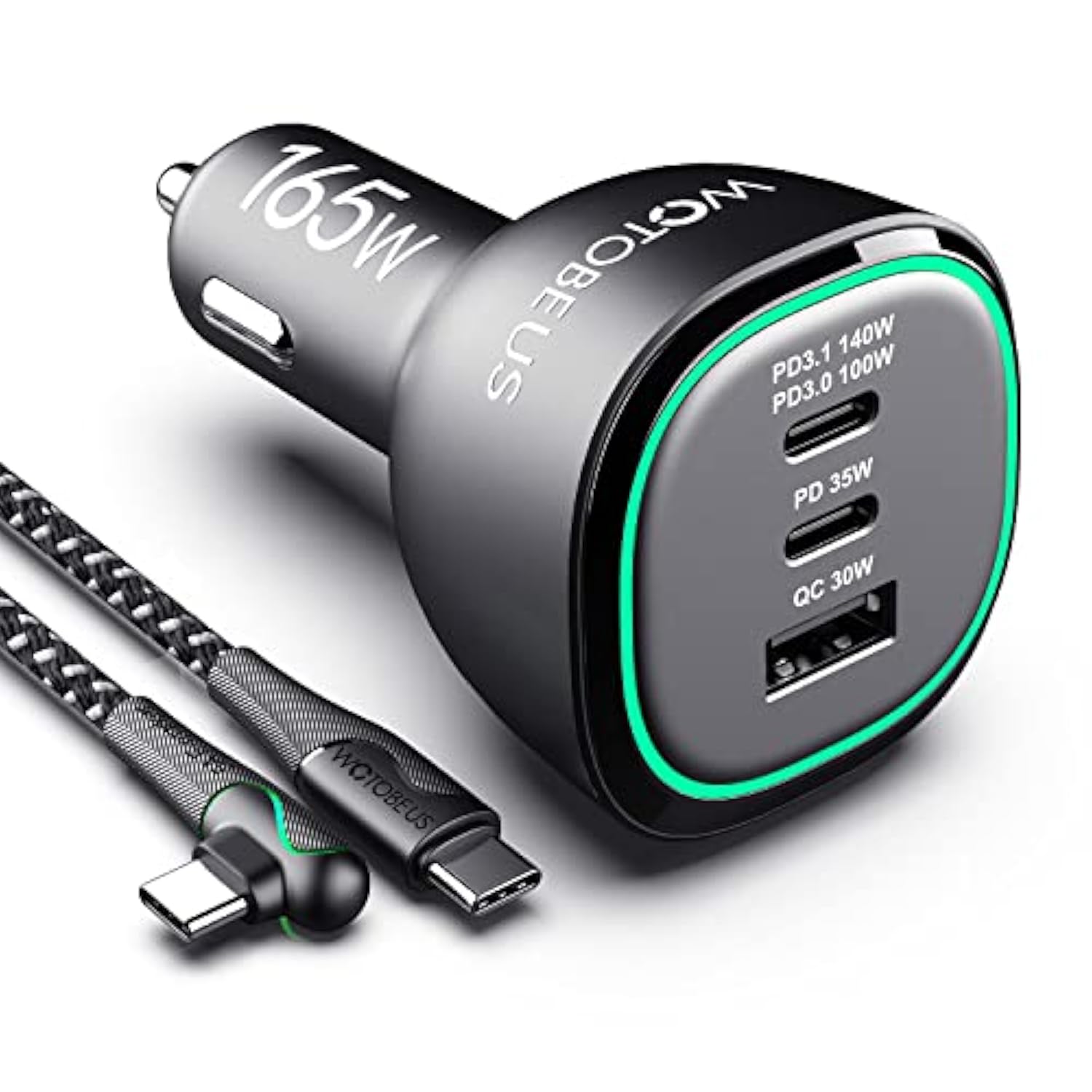 165W Super Fast Car Charger Dual Usb C Adapter: Pd3.1/140W Pd3.0/100W Pps45W Qc5 & Pd35W Pps25W - For Iphone 16 15 14 Samsung Galaxy S25 S24 Ultra Ipad Macbook Pro Air Pixel Type-C Laptops