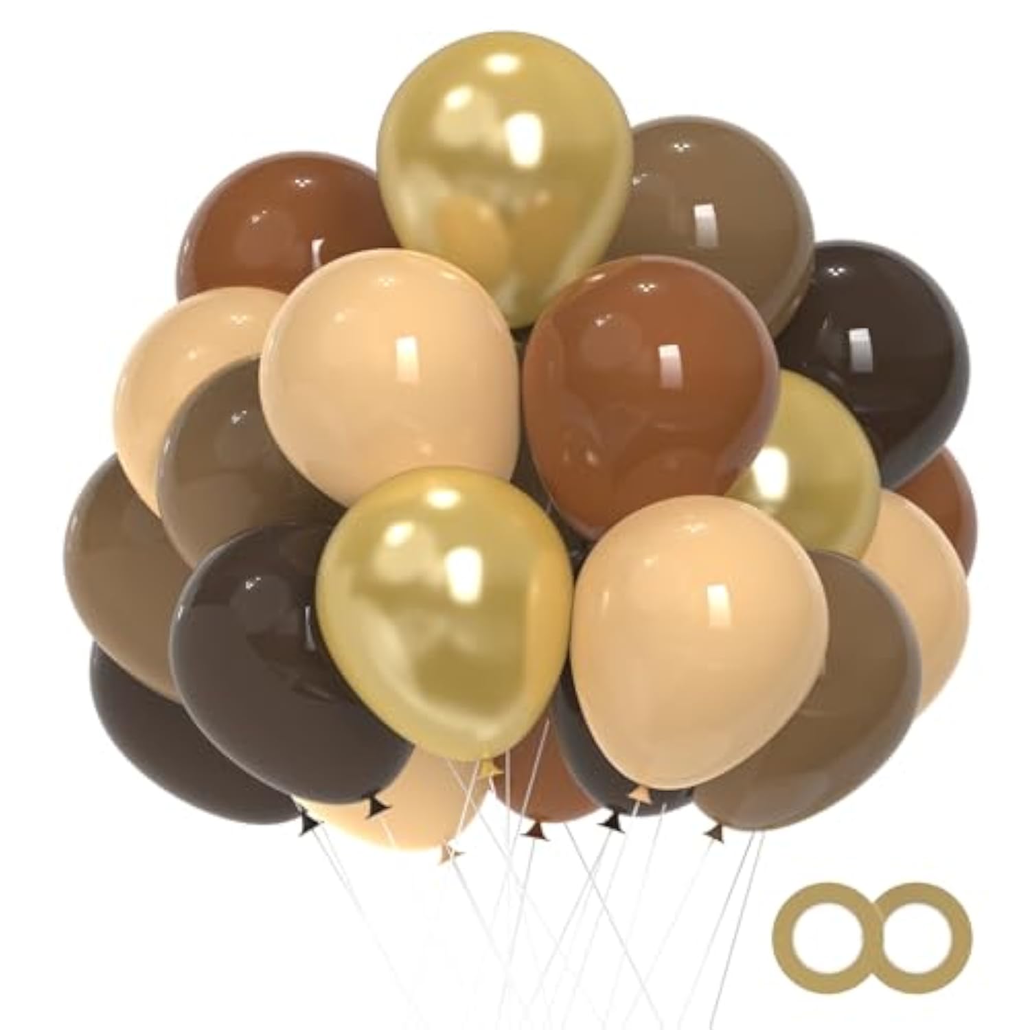 Brown And Gold Balloons Set, 50Pcs 12Inch Retro Cocoa Coffee Brown Balloons Metallic Gold Neutral Latex Balloon For Wedding Birthday Bear Baby Shower Thanksgiving Day Party Decorations