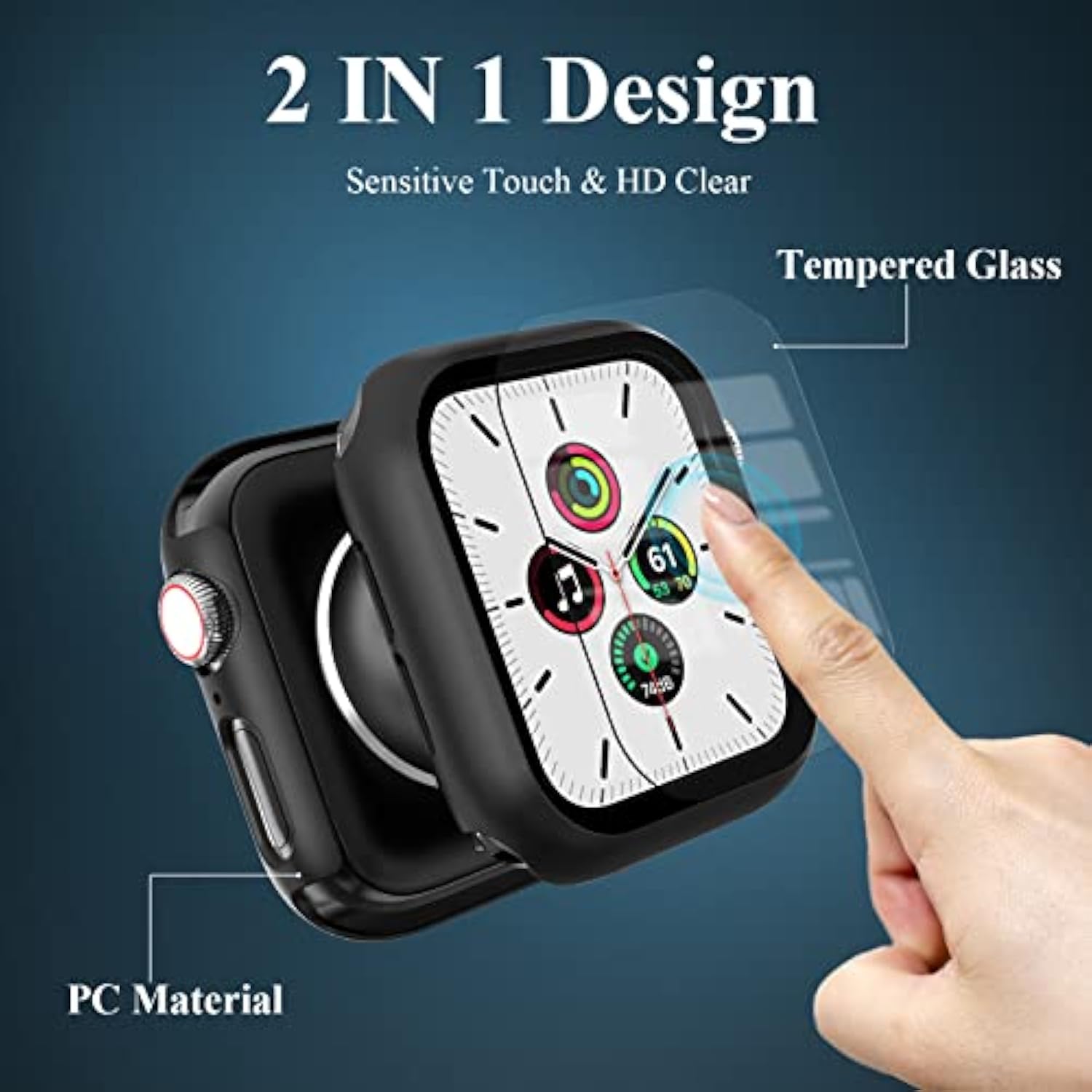 3 Pack Case Compatible With Watch Se Series 6/5/4 44Mm With Tempered Glass Screen Protector, Hard Pc Full Coverage Ultra-Thin Hd Bumper Protective Cover For Iwatch 44Mm, Black