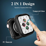 3 Pack Case Compatible With Watch Se Series 6/5/4 44Mm With Tempered Glass Screen Protector, Hard Pc Full Coverage Ultra-Thin Hd Bumper Protective Cover For Iwatch 44Mm, Black
